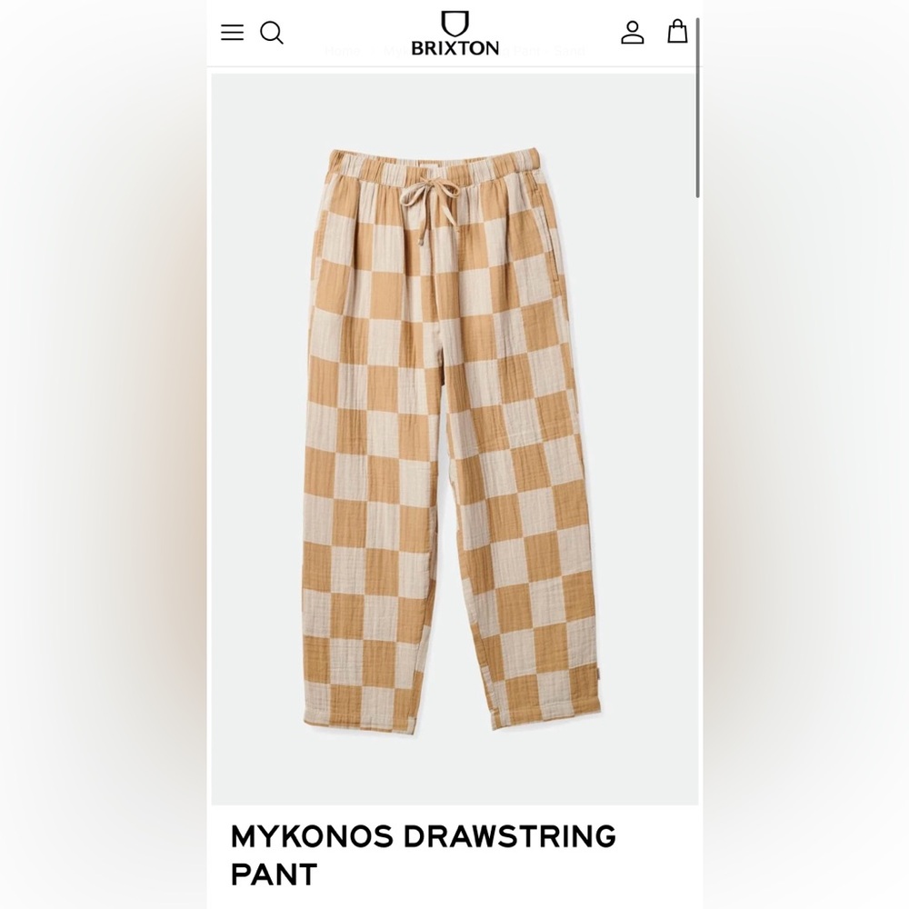 Brixton Mykonos Drawstring Pant In Sand